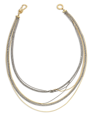 Allsaints Mixed Chain Statement Necklace in Two Tone, 17