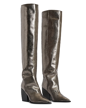Allsaints Women's Reina Metallic Pointed Toe High Heel Boots