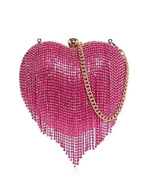 Aqua Heart Rhinestone Embellished Chain Clutch - 100% Exclusive