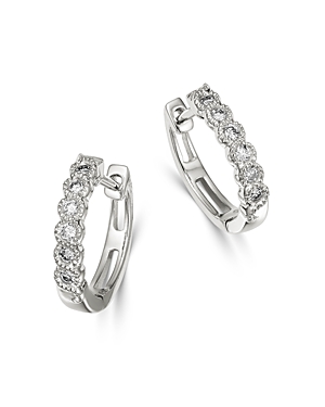 Bloomingdale's Diamond Milgrain Huggie Hoop Earrings in 14K White Gold, 0.10 ct. t.w. - 100% Exclusive