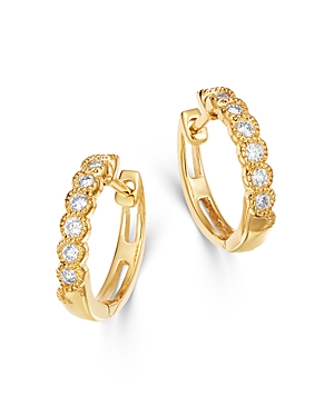 Bloomingdale's Diamond Milgrain Huggie Hoop Earrings in 14K Yellow Gold, 0.10 ct. t.w. - 100% Exclusive
