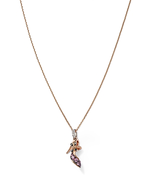 Bloomingdale's Pink Sapphire, White Diamond & Black Diamond High Heel Pendant Necklace in 14K White and Rose Gold, 17 - 100% Exclusive