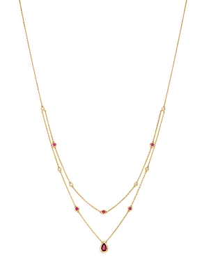 Bloomingdale's Ruby & Diamond Layered Necklace in 18K Yellow Gold, 18 - 100% Exclusive