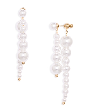 Cult Gaia Loreli Imitation Pearl Front to Back Earrings in Gold Tone