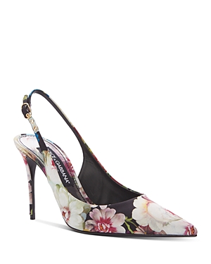 Dolce & Gabbana Women's Floral Print Slingback Pointed Toe Pumps