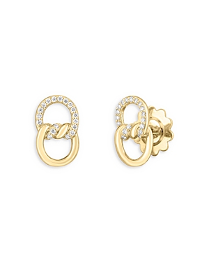 Roberto Coin 18K Gold Cialoma Diamond Pave Twist Stud Earrings