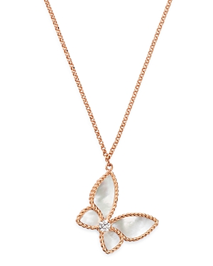 Roberto Coin 18K Rose Gold Mother-of-Pearl & Diamond Butterfly Pendant Necklace, 16 - 100% Exclusive