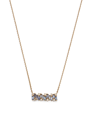 Suzanne Kalan 18K Yellow Gold Fireworks Blue Sapphire & Diamond Scattered Cluster Bar Necklace, 16-18