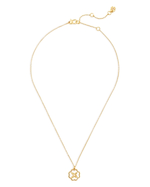 kate spade new york Heritage Bloom Cubic Zirconia & Mother of Pearl Flower Pendant Necklace in Gold Tone, 16-19