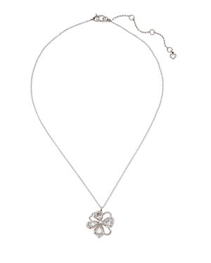 kate spade new york Precious Bloom Crystal & imitation Pearl Flower Mini Pendant Necklace in Silver Tone, 16-19