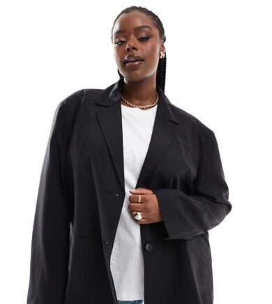 COLLUSION Plus relaxed oversized blazer co-ord in black