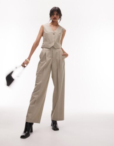 Topshop waistcoat in beige marl-Neutral